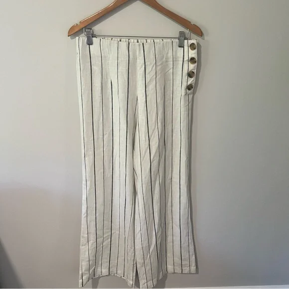 GAP WIDE LEG HIGH RISE LINEN BLEND PANTS - Picture 2 of 9